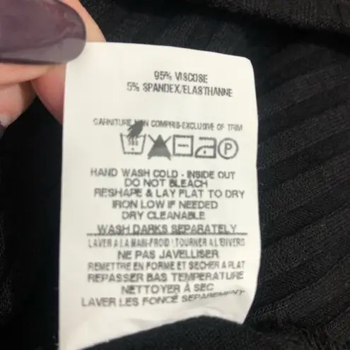 The Range Framed Ribbed Carved One Shoulder Black Turtleneck Top Size L NWT