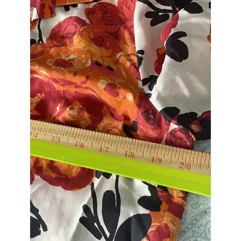 Frances Valentine Harriet Red Silk Blouse Women's Size Small Floral Button Front