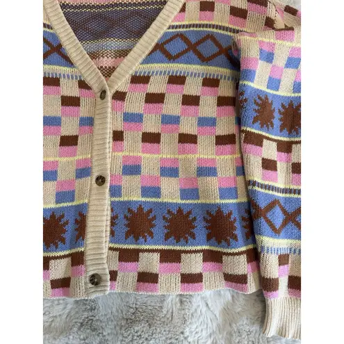 La Regale LA Hearts Heartbreaker Cardigan VNeck‎  Sweater Large Multicolor