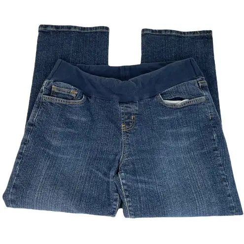 Motherhood Maternity Shirt Panel Straight Leg Jeans Blue Petite Large