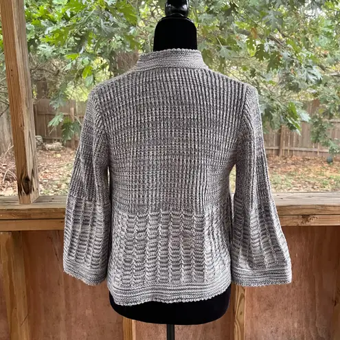 Peck & Peck Women's Grey Silk Blend Cape Front Sweater Size PM