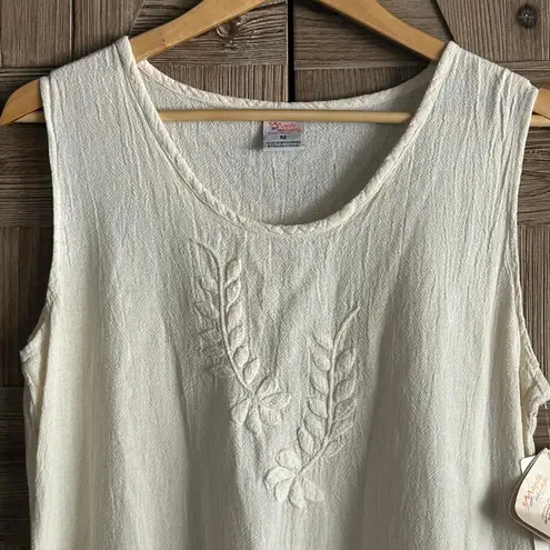 NWT Manta Del Lago Dress Medium Beige Tank Embroidered Boho Casual