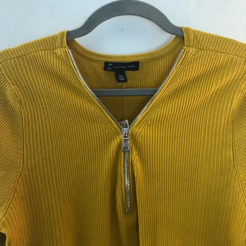 INC  International Concepts Sweater Gold Yellow Zipper V Neck Ribbed Sz XL NWT