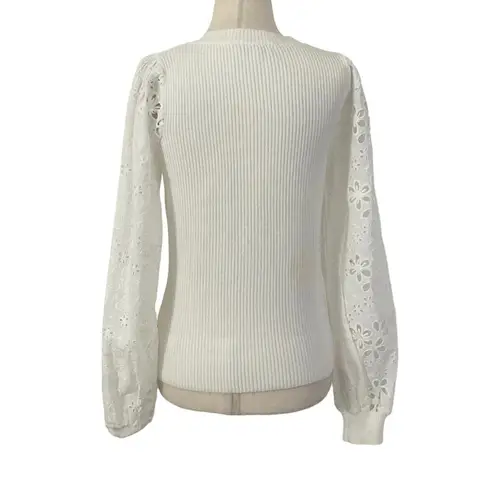 FATE. White Eyelet Knit Sweater Women's Size Medium | 28-6