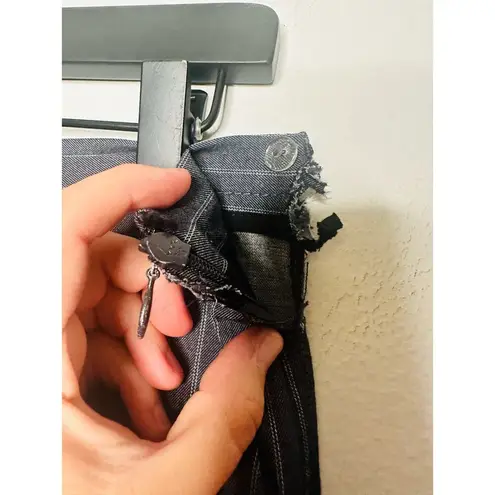 Ganni Gray Stripe Cotton Pinstripe Wide Leg Pants Size 38