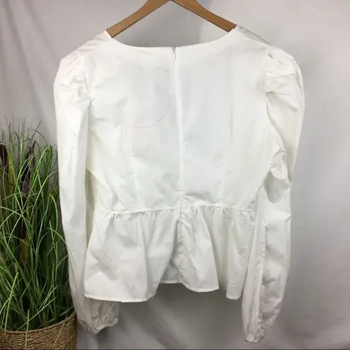 Missguided  White Puff Sleeve Waist Length Top 14 NEW