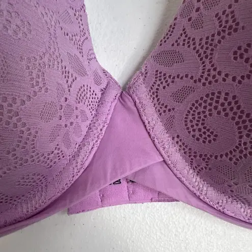 Maidenform 36D Bra Demi T-Shirt Purple Lace Lightly Padded Underwire DM7543