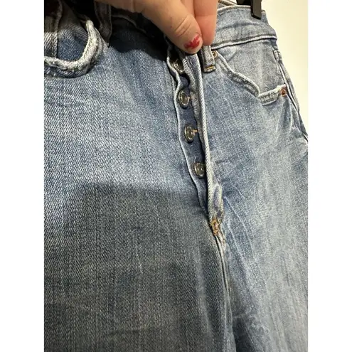 ZARA  The Dreed Flare Blue Crop Button Jean Size 6 Womens Denim