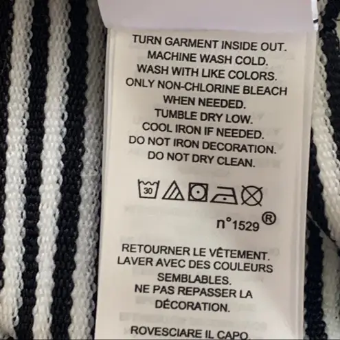 Lauren Ralph Lauren Top Sweater Black White Stripe Loose Cowl Neck XL