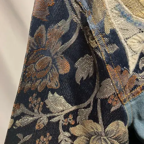 Indigo Moon Womens Medium Jean Tribal Dressy Jacket Embroidery Boho Artsy Spring Blue