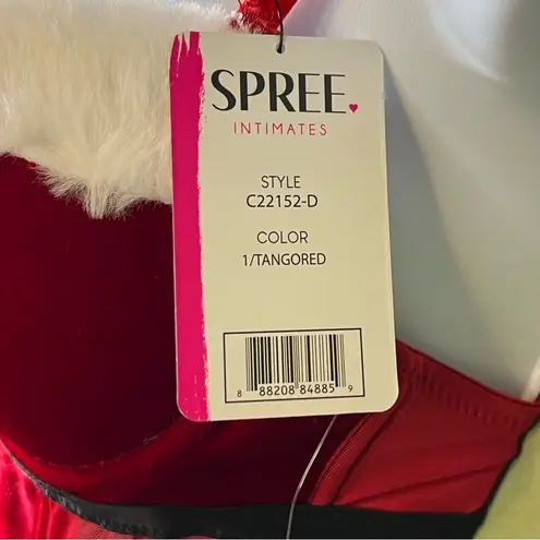 Spree Intimates Bodysuit Santa's Helper Faux Fur Lingerie Costume Red Size M