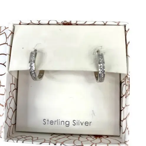 Sterling Silver Studded .925  Huggie Hoop Earrings