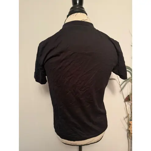 Givenchy Black Mock Neck Short Sleeve T Shirt Top Logo Detail Size S