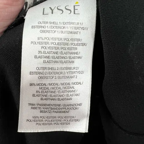 Lysse Women's Black Printed V-Neck Sleeveless Stretch Blouse Top Size