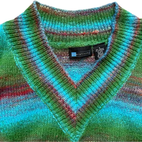 Relativity Vintage Y2K Rainbow Striped V-Neck Sweater Size Small