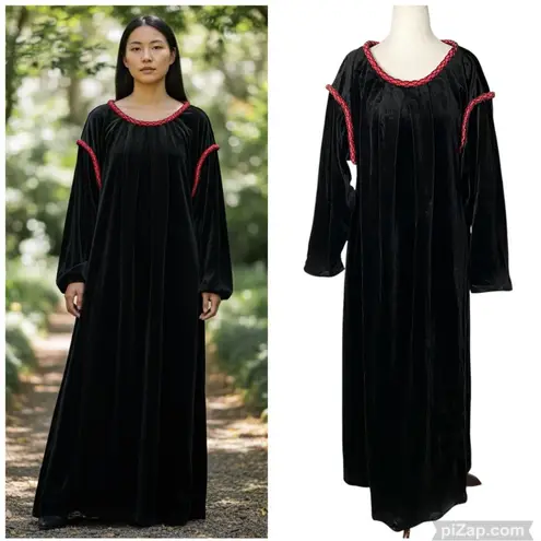 VINTAGE GILEAD Velvet Maxi Nightgown Black Size L