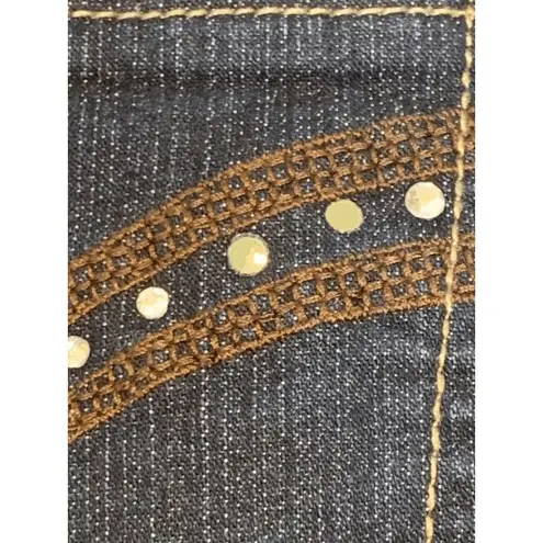 Evil Gemelli Flared Jeans Embellished Back Pockets Size 20 Blue