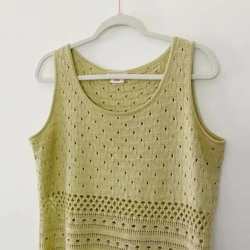 St. John Sport Vintage Y2K Wool Pointelle Knit Top Sage Green Size L
