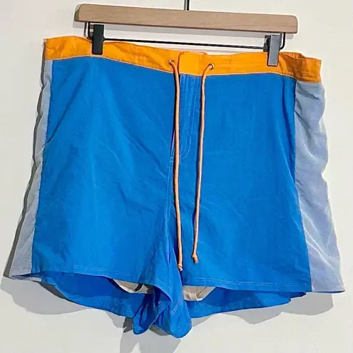 Vibrant Blue and Orange Women's Athletic Swim Shorts