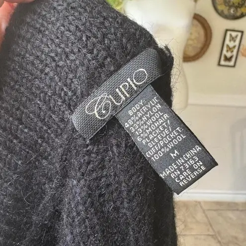 cupio Y2K Sweater Cardigan Duster Wool Blend Chunky Boho Whipstitch Patchwork