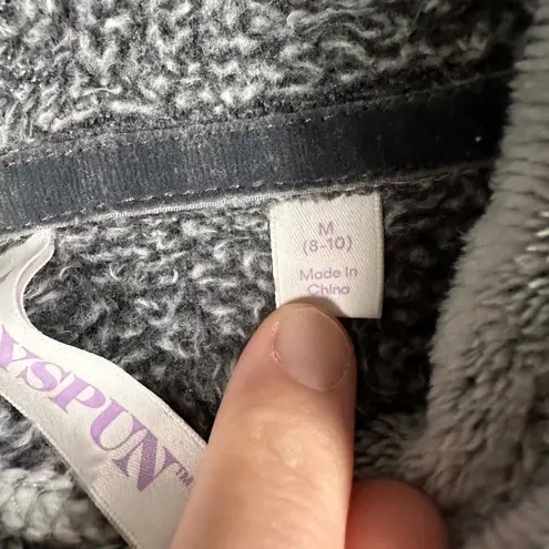 Joyspun Hoodie Womens M Penguin Embroidered Plush Sweatshirt Cozy Fleece Gray Size M