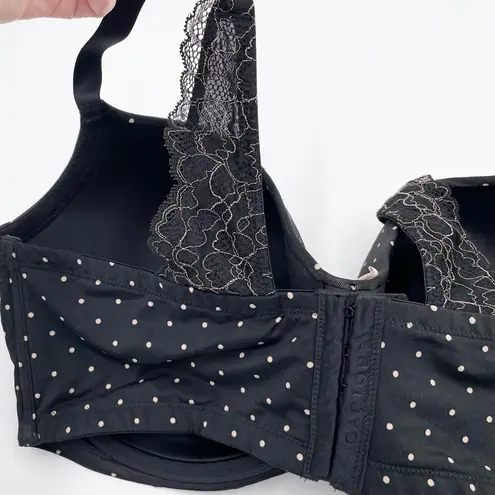 Cacique Lightly Lined Balconette Bra Women's Size 42F Black Polka Dot Underwire