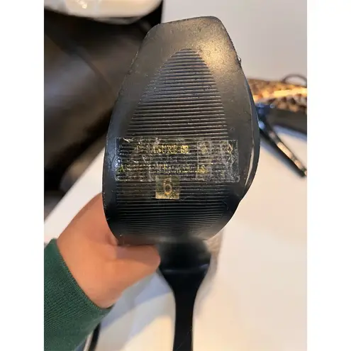 Pinup Couture Women's Cheetah Print Peep Toe Heels Size 6 Party Shoes Brown