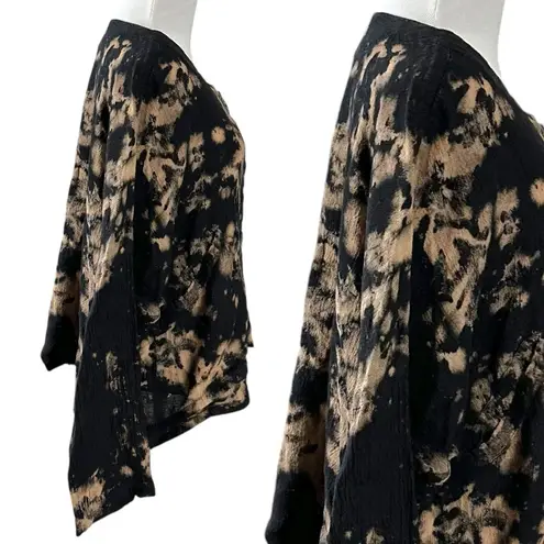 Dress to Kill LagenLook One Size Art to Wear Black & Tan Tie Dye Button Up Top
