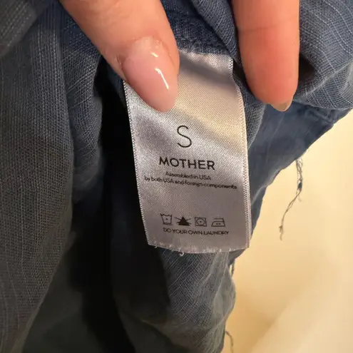 MOTHER The Cold Shoulder Fray Top in Shadow Blue