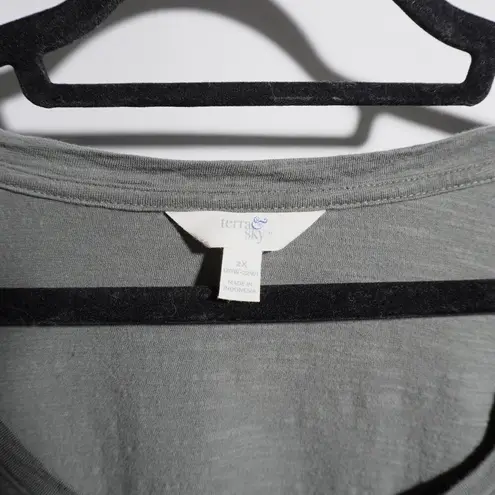 Womens 2X Green Tiered Midi Maxi Shirt Dress 100% Cotton Scoop Neck Short Sleeve