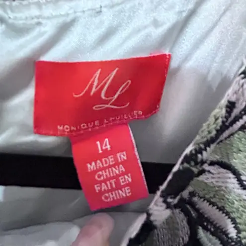 Monique Lhuillier NEW ML Moniqu Lhuillier Floral Lace Embellished Beaded Cocktail Sheath Dress 14