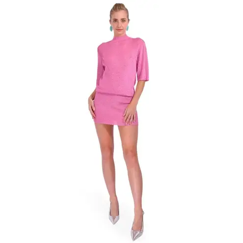 SER.O.YA Rae Metallic Mini Dress in Bubblegum Pink Small New Womens Knit