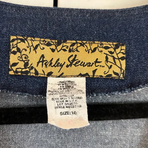 Ashley Stewart Ashley Stewart Chambray Glitter Evening Jacket Dark Blue Long Sleeve Light Coat