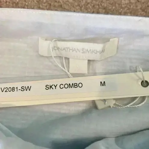 New with tags jonathan simkhai l striped cotton tie bra top sky combo Blue Size M