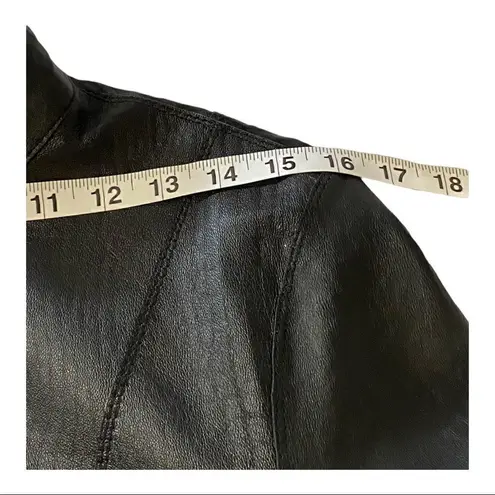 Reversible Faux Black Leather Moto & Animal Print Lightweight Jacket Black Size M