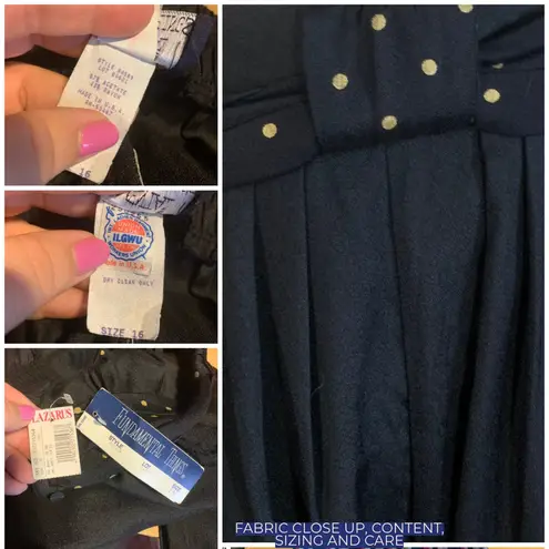 FUNDAMENTAL THINGS VINTAGE 1980'S STRAIGHT LEG PLEATED TROUSERS W/BELT NWT (16) Black