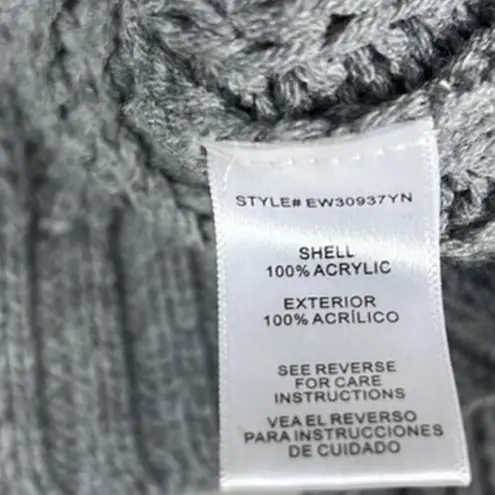 En Creme Oversized Sweater Womens S Gray Cable Knit V