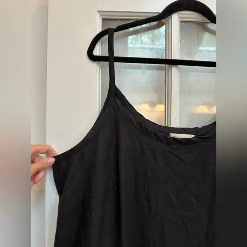 Linenbee 100% European Linen Black Midi Dress Sundress Minimalist Plus Size 2X