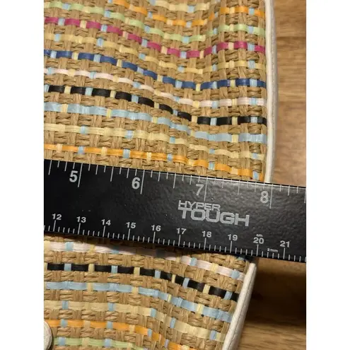 STONE & CO. Shoulder Bag White Faux Leather Multicolor Woven Straw Purse Boho