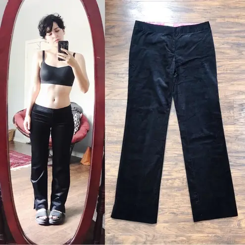 Milly • low rise pants black corduroy trousers flat front wide leg velvet wale