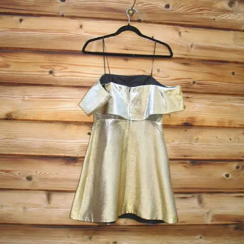 Sandro Womens Gold Off The Shoulder Mini Dress