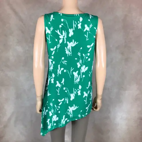 Alfani Green Floral Sleeveless Asymmetrical Tunic NEW SMALL