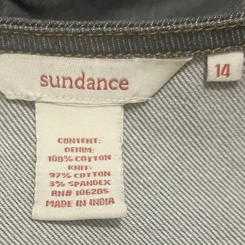 Sundance Women’s Size 14 Gray Denim Moto Jacket Asymmetrical Zip Stretch