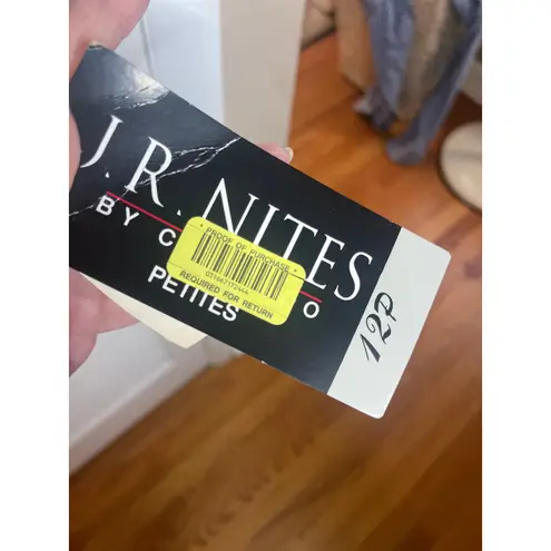 JR Nites by Caliendo Petites Beaded Sheer Sleeve Top Evening Size 12P NWT Gray