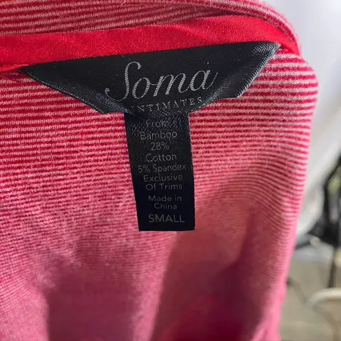 Soma Intimates Women's Bamboo Cotton Blend Lounge Sleep Shirt Dress Red Small