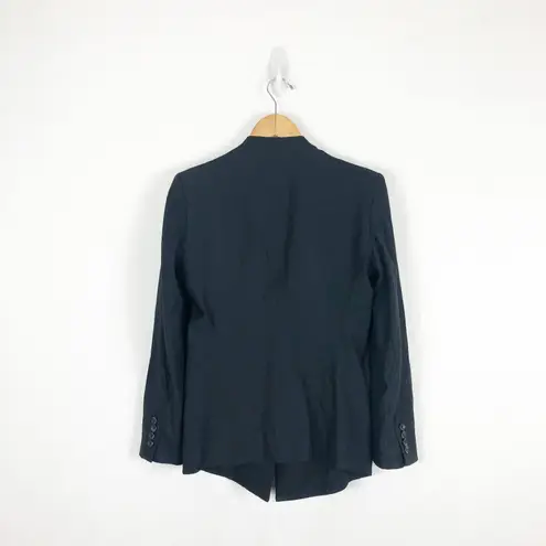 Helmut Lang Black Single Button Collarless Blazer Size 6 2000s Wool Quiet Luxury