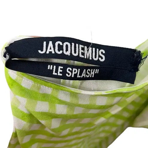 Jacquemus Nodi Gingham Cutout Midi Dress Size 2 Light Green Stretch