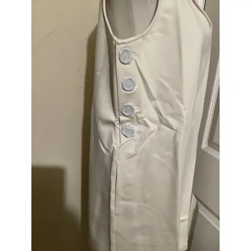 Betabrand NWOT Dress Womens M Beige Sleeveless Side Button Pockets Office Casual