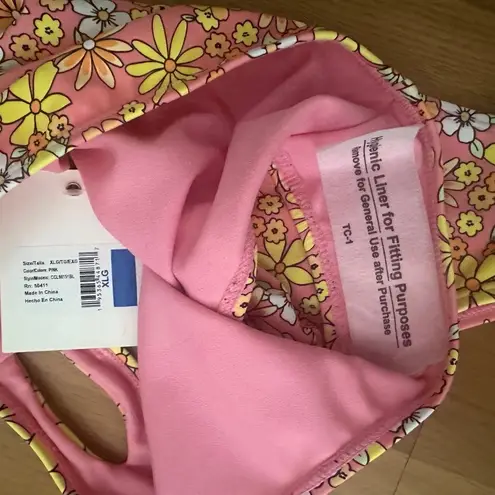 NWT CYN&LUCA Boutique Groovy Floral Medium Coverage Swim Bottoms Pink Size XL