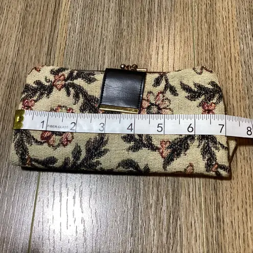 Vintage Floral Brocade Kiss Clasp Coin Pouch Clutch Wallet Bag Pink